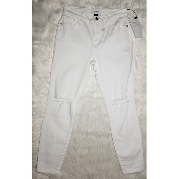 NWT|Current/Elliot High-Waisted Distressed White Skinny Jeans, 27 - Picture 4 of 6